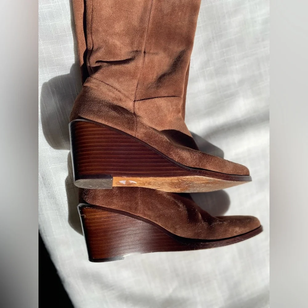 VINCE Marlow Tall Wedge Knee High Suede Boots Size7.5